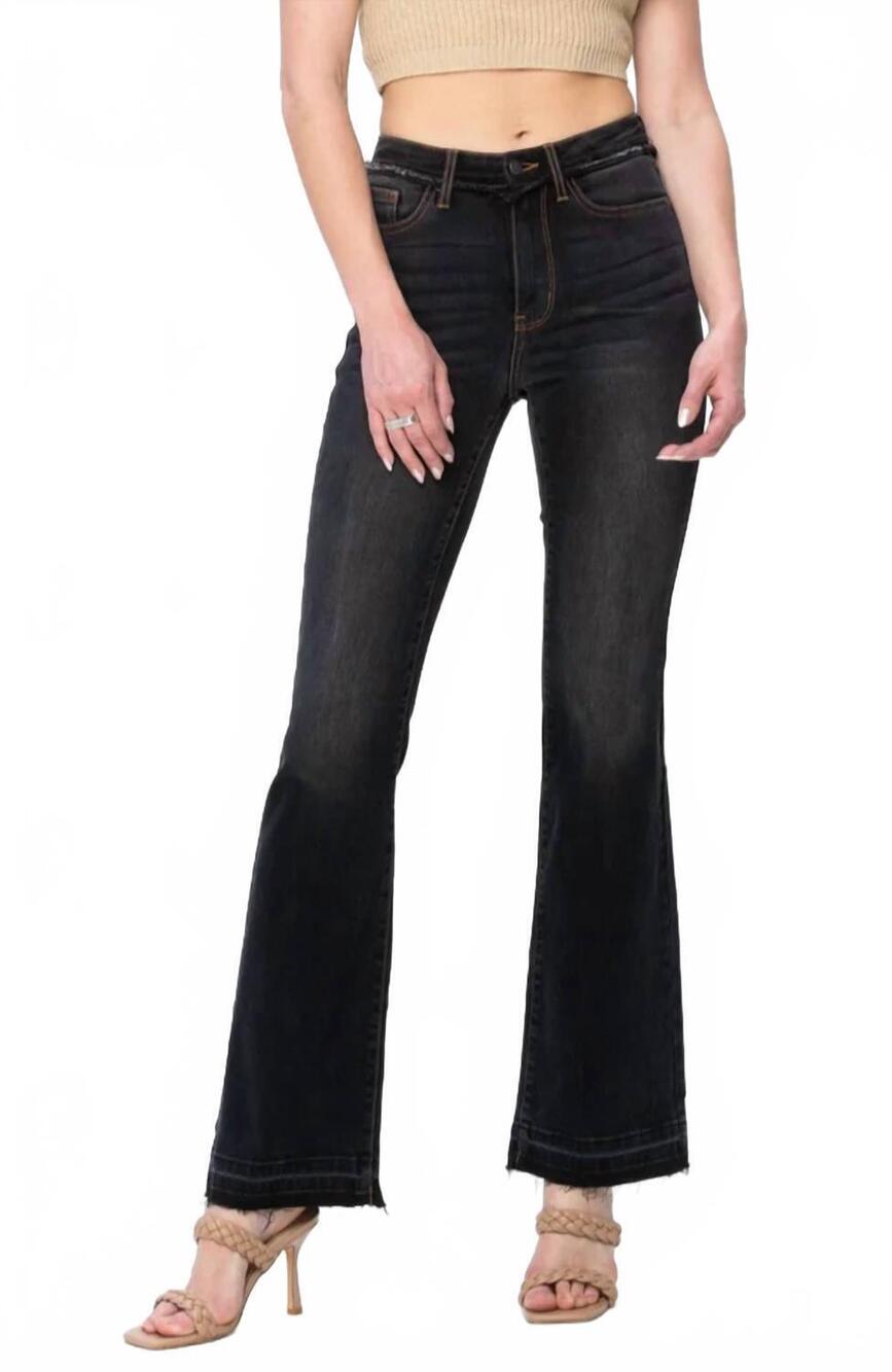 NEW JUDY BLUE high waist release hem slim boot cut jeans - plus in black